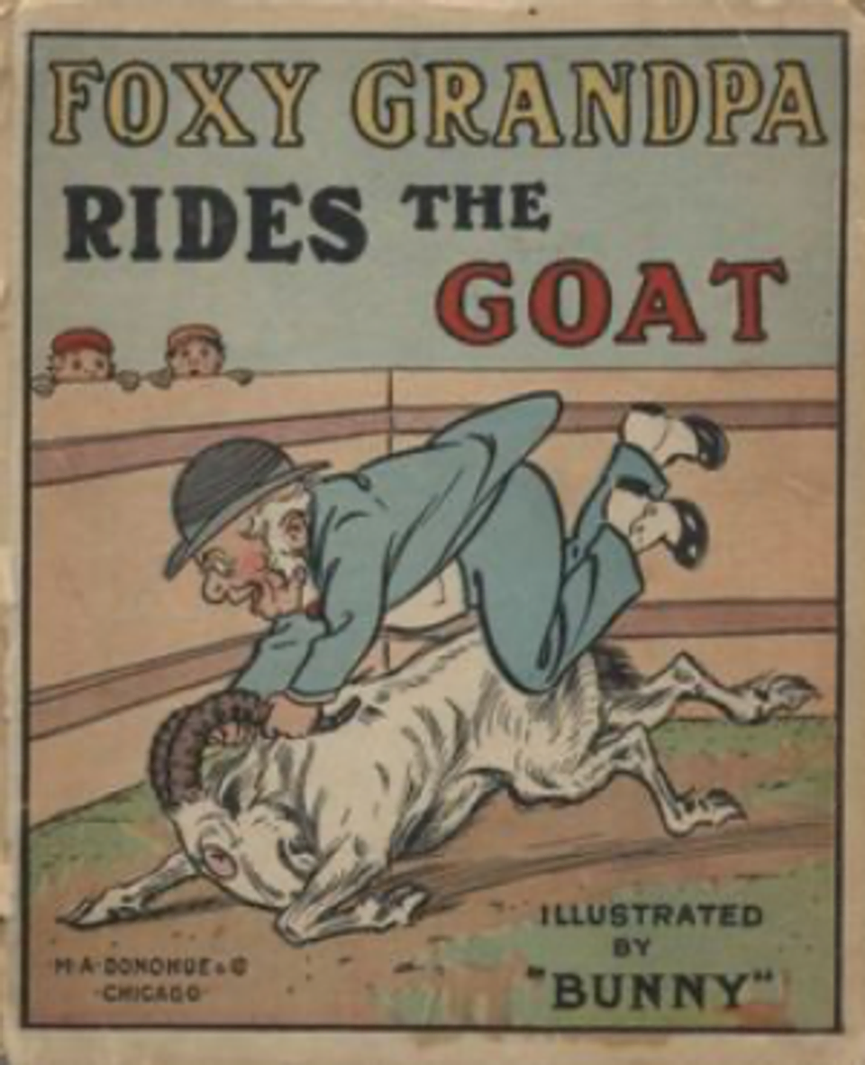 The cover of the 1908 book, Foxy Grandpa Rides the Goat, hints at Masonic ritual.
