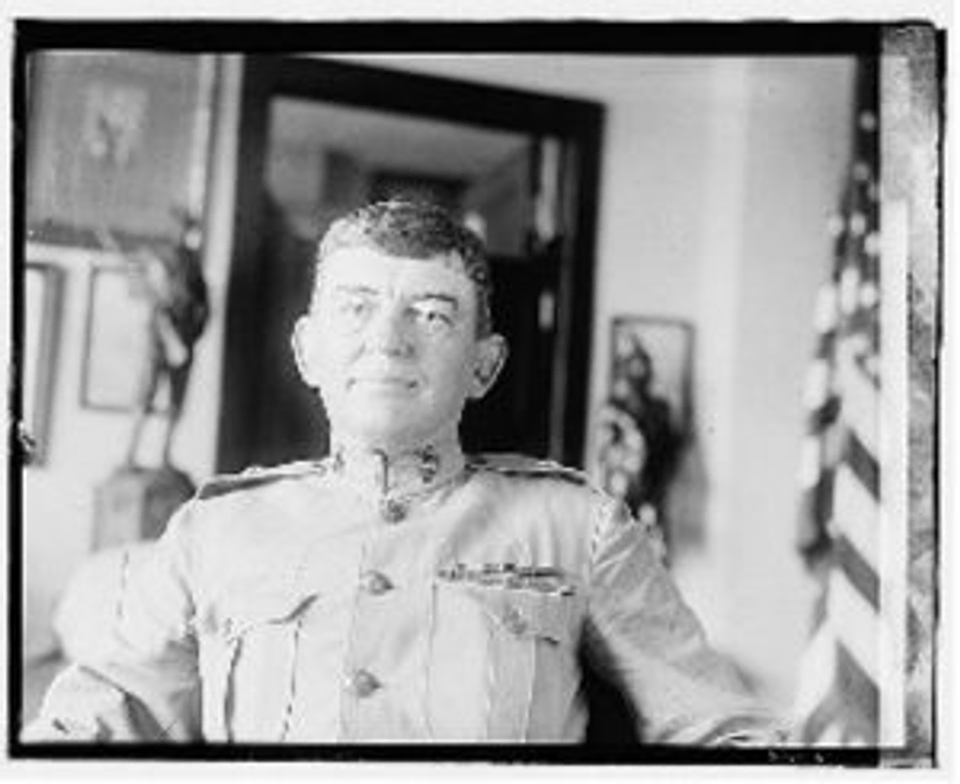 A black-and-white photo of Major General John Lejeune in uniform