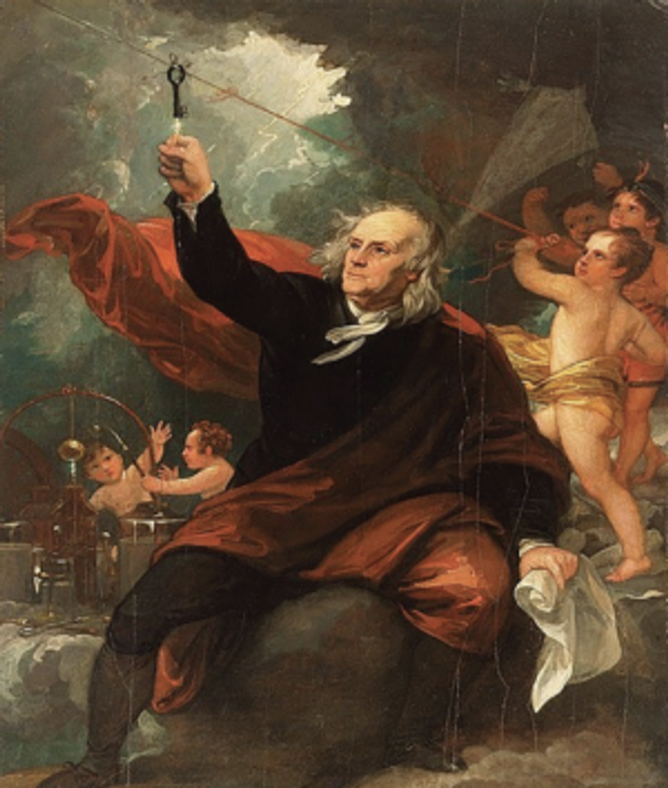 Painting “Benjamin Franklin Drawing Electricity from the Sky” by Benjamin West