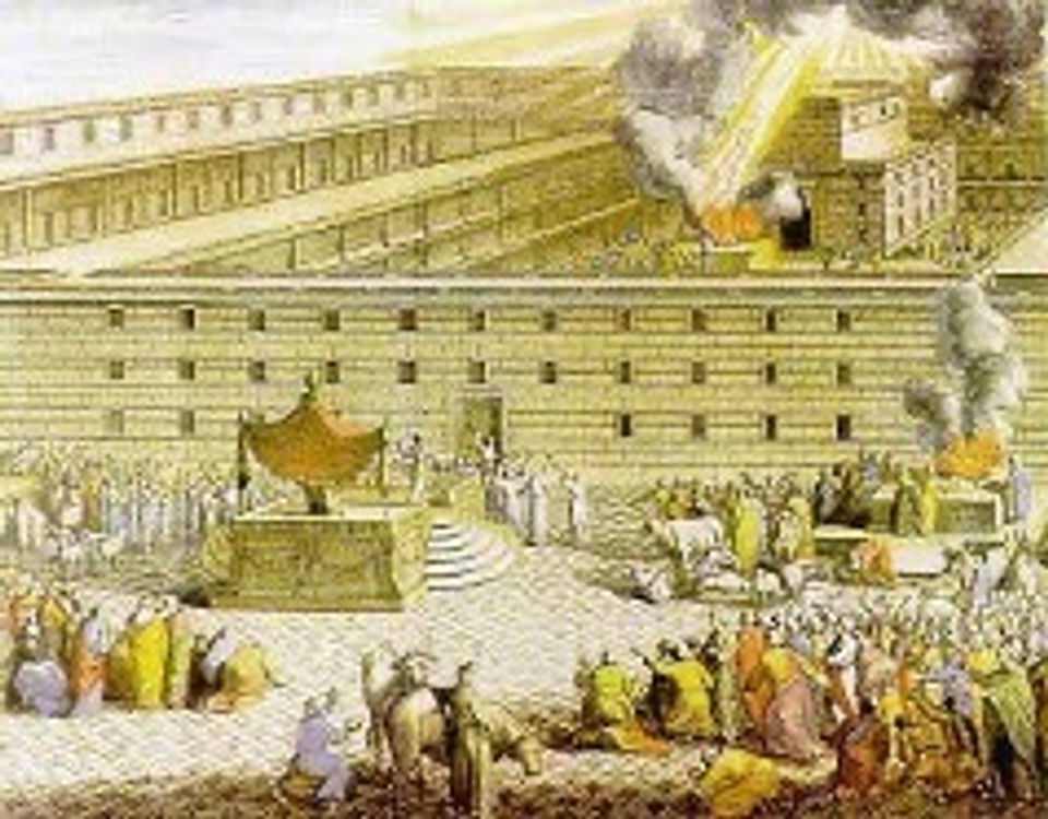 A photo depicting the first temple, the Temple of Solomon, before it had been destroyed.