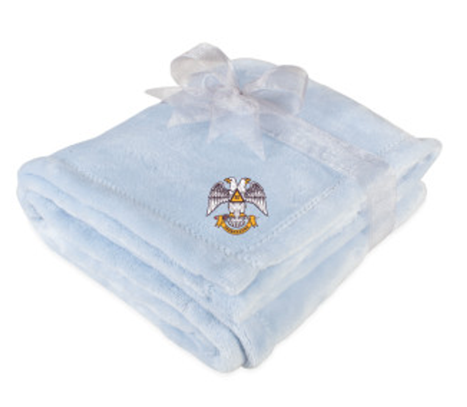 Mink Touch Luxury Light Blue Baby Blanket with Scottish Rite logo