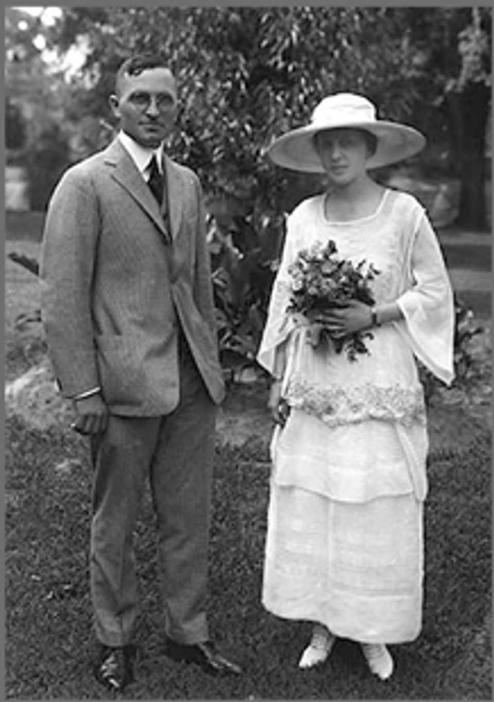 A photograph of Harry Truman and Bess Truman on their wedding day.