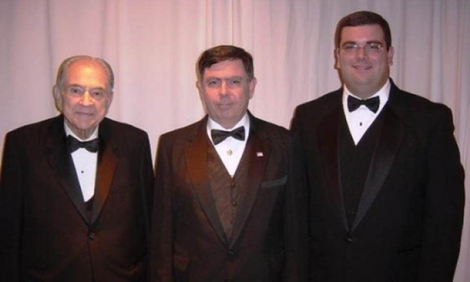 Brother John B. McNaughton, 33° (right) and his father, past Sovereign Grand Commander John Wm. McNaughton, 33° (middle), and his grandfather, past Grand Minister of State John W. McNaughton, 33°.