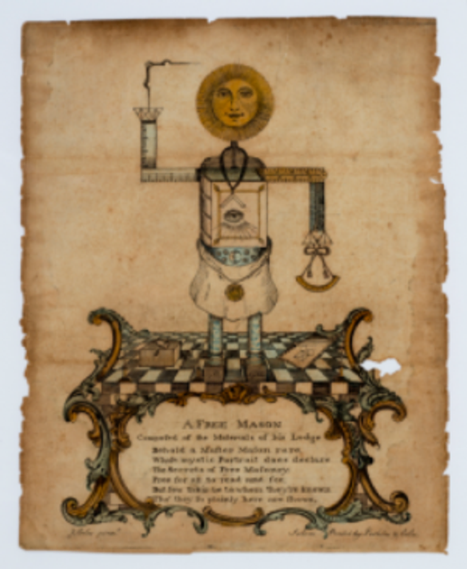 A photograph of a Masonic print from the late 1700s