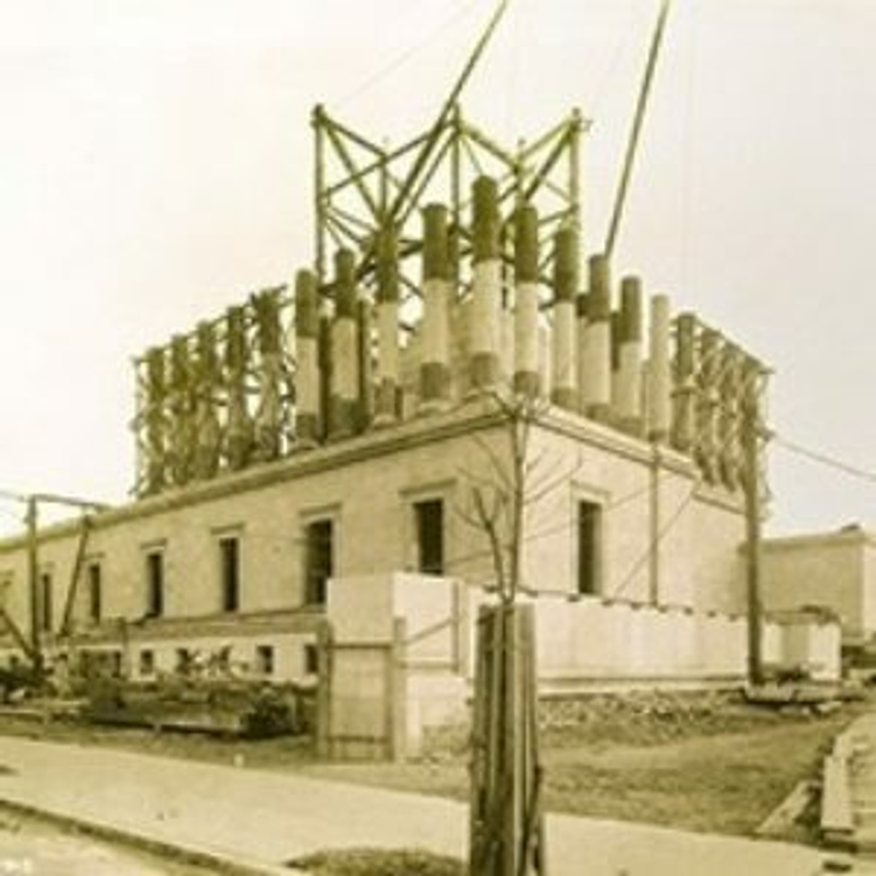 A photo of the House of the Temple under construction