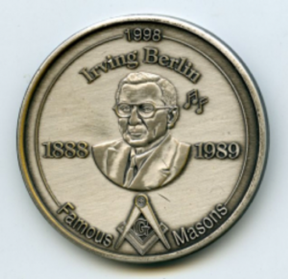 A commemorative Masonic medallion celebrating famous Freemason Irving Berlin
