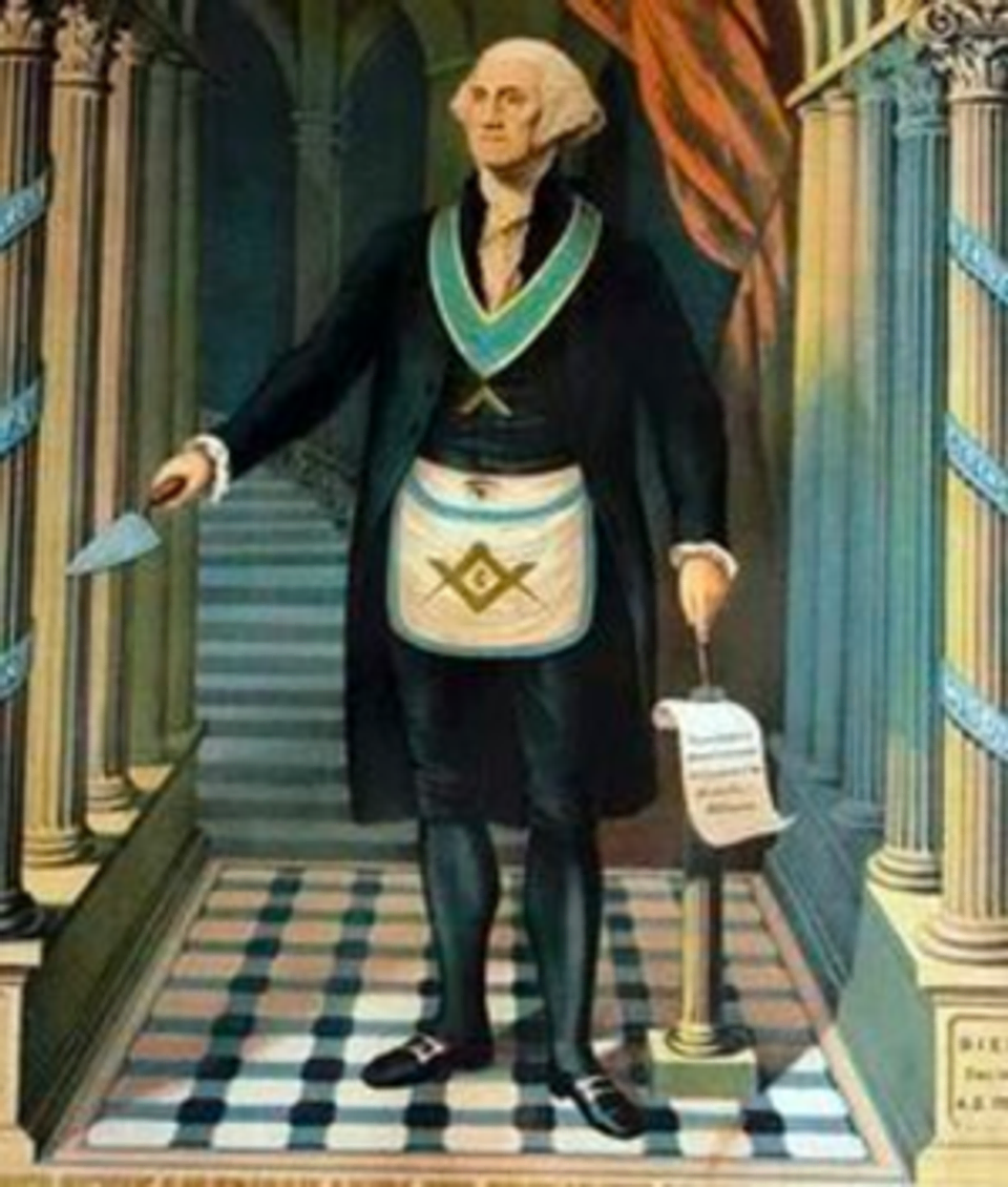An illustration of George Washington dressed in Masonic regalia