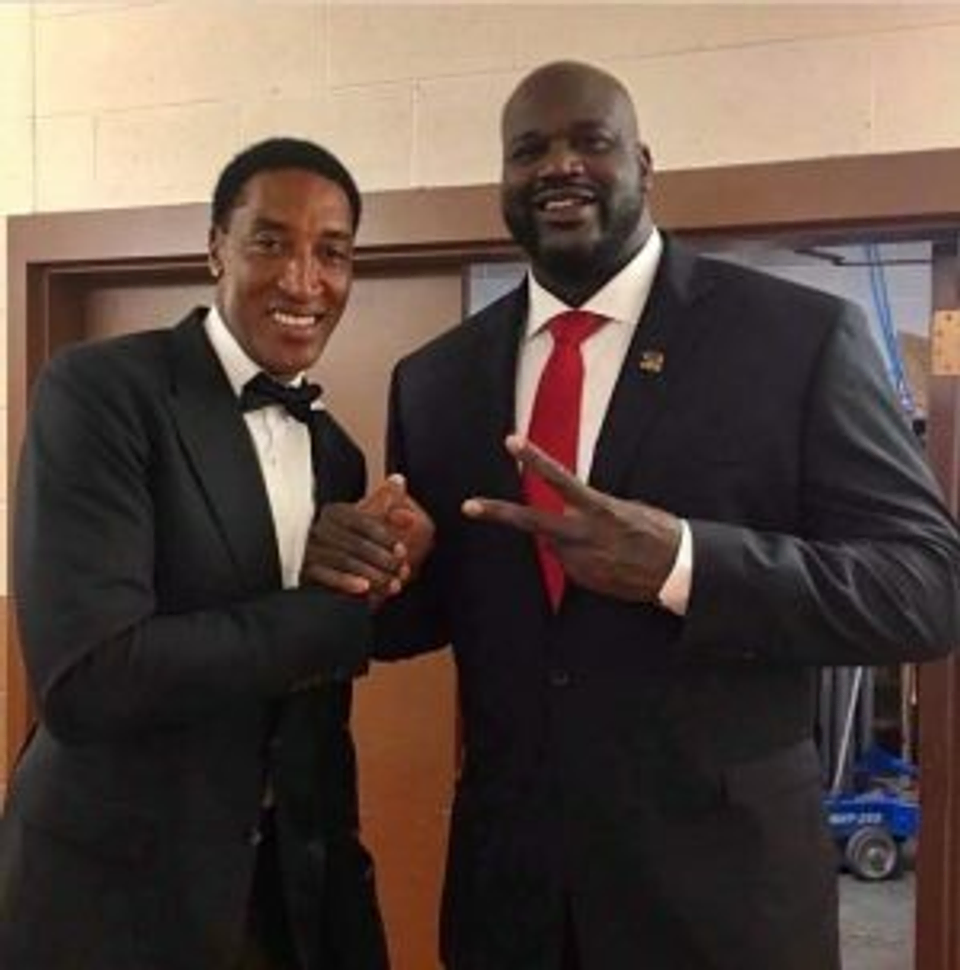 Brother Scottie Pippin with fellow basketball player and Freemason Shaquille O'Neal