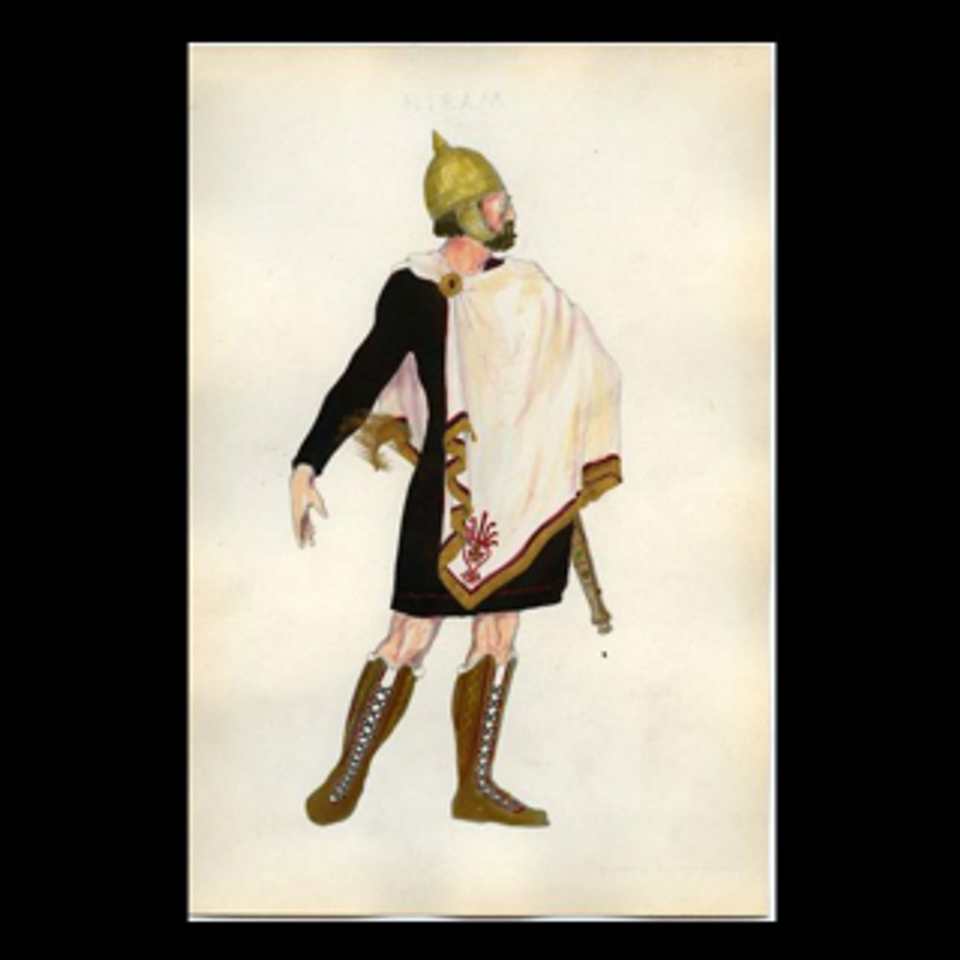 Watercolor print of Hiram of Tyre costume for the sixth Scottish Rite degree.