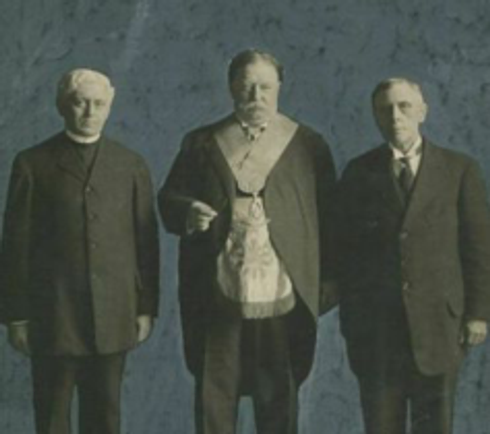 A photograph of President Howard Taft wearing his Masonic apron.