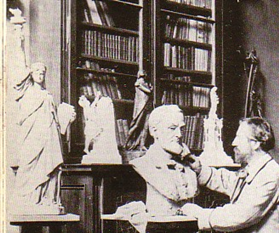 Brother Bartholdi sculpting a bust